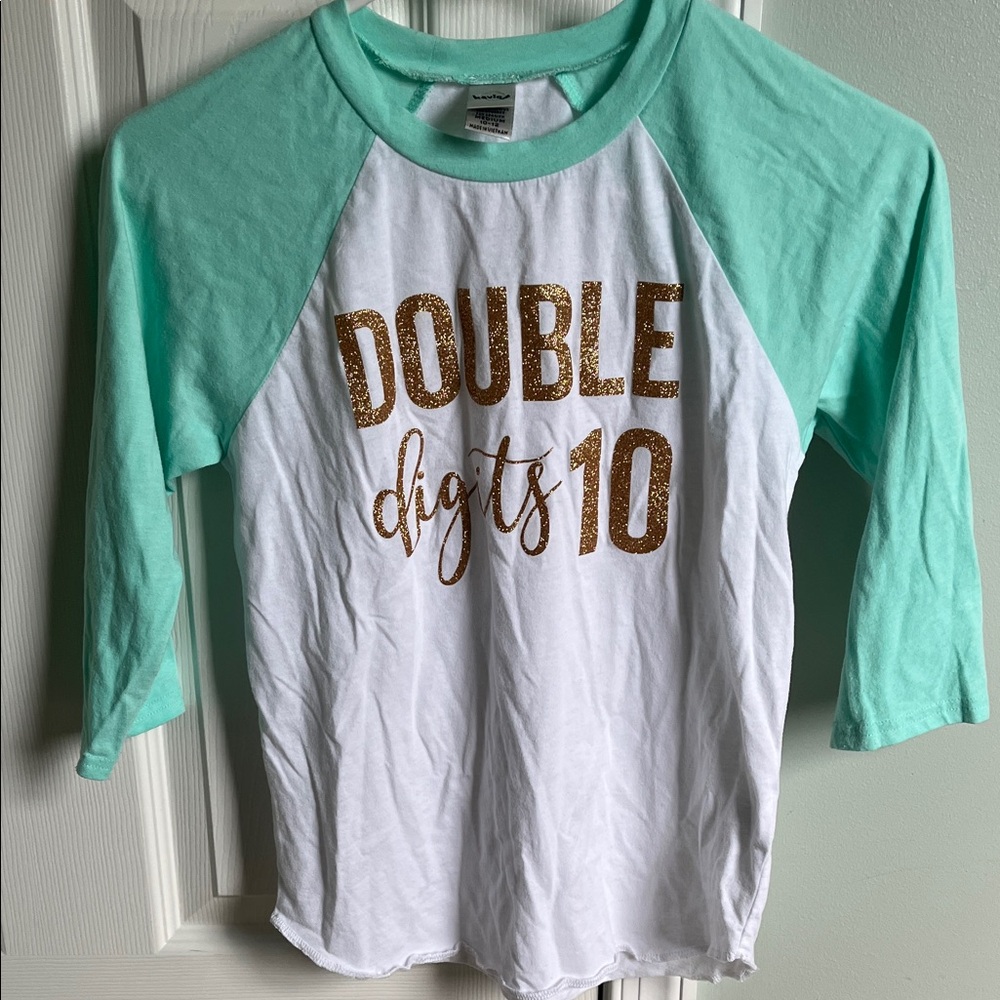 Last chance! Kids Raglan Shirt - Mint Green and White